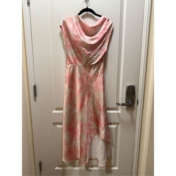 ASTR The Label Mairyn Tie Dye Satin Midi Dress - pink Watercolor size S NWT - Picture 5 of 7